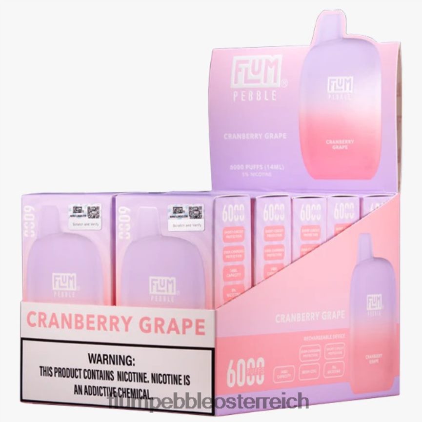Flum Float Vape Near Me - FLUM PEBBLES 6000 Züge 10 Packungen Cranberry-Traube 60R2BJ28