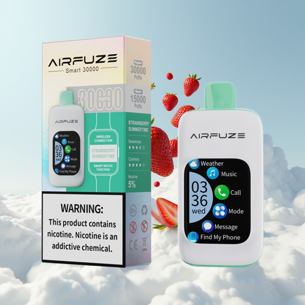 AirFuze Smart 30000 Puffs Disposable Pod mit Erdbeer-Sommerzeit, 5% Nikotin, 900mAh, Typ-C