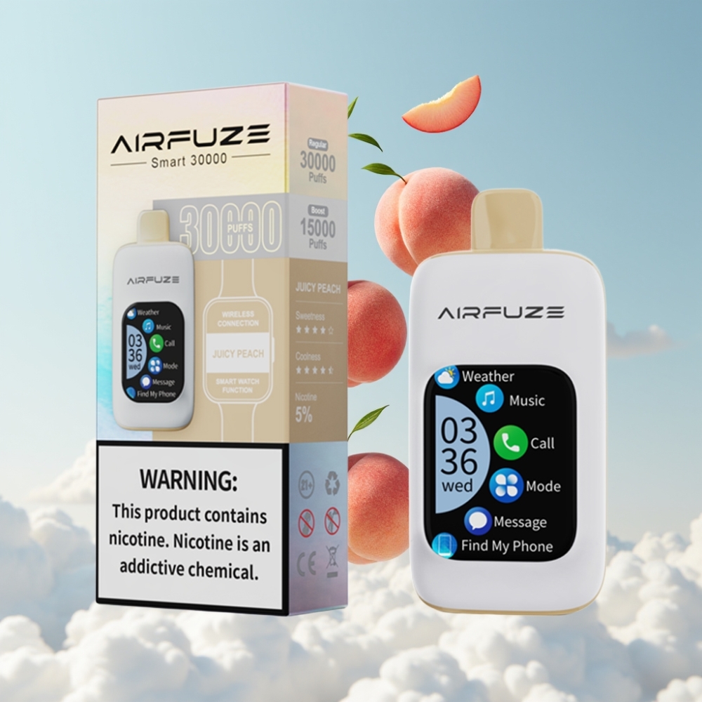 AirFuze Smart 30000 Puffs Einweg-Vape Juicy Peach 5% 900mAh Type-C Touch Display