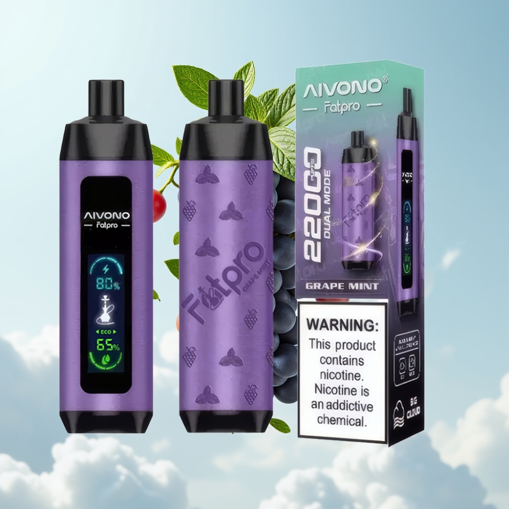 Aivono Aim Fatpro 22000 Puffs 28ml Grape Minze 600mAh Dual Mode Mesh Coil
