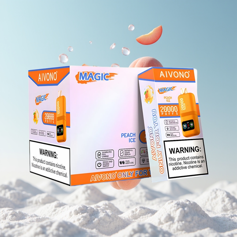 Aivono AIM MAGIC 20000 Puffs Dual Mesh Coils LCD Display Typ-C Peach Ice