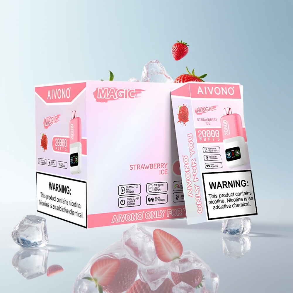 Aivono AIM MAGIC 20000 Puffs Typ-C LCD Erdbeer-Eis Dual Mesh 26ml