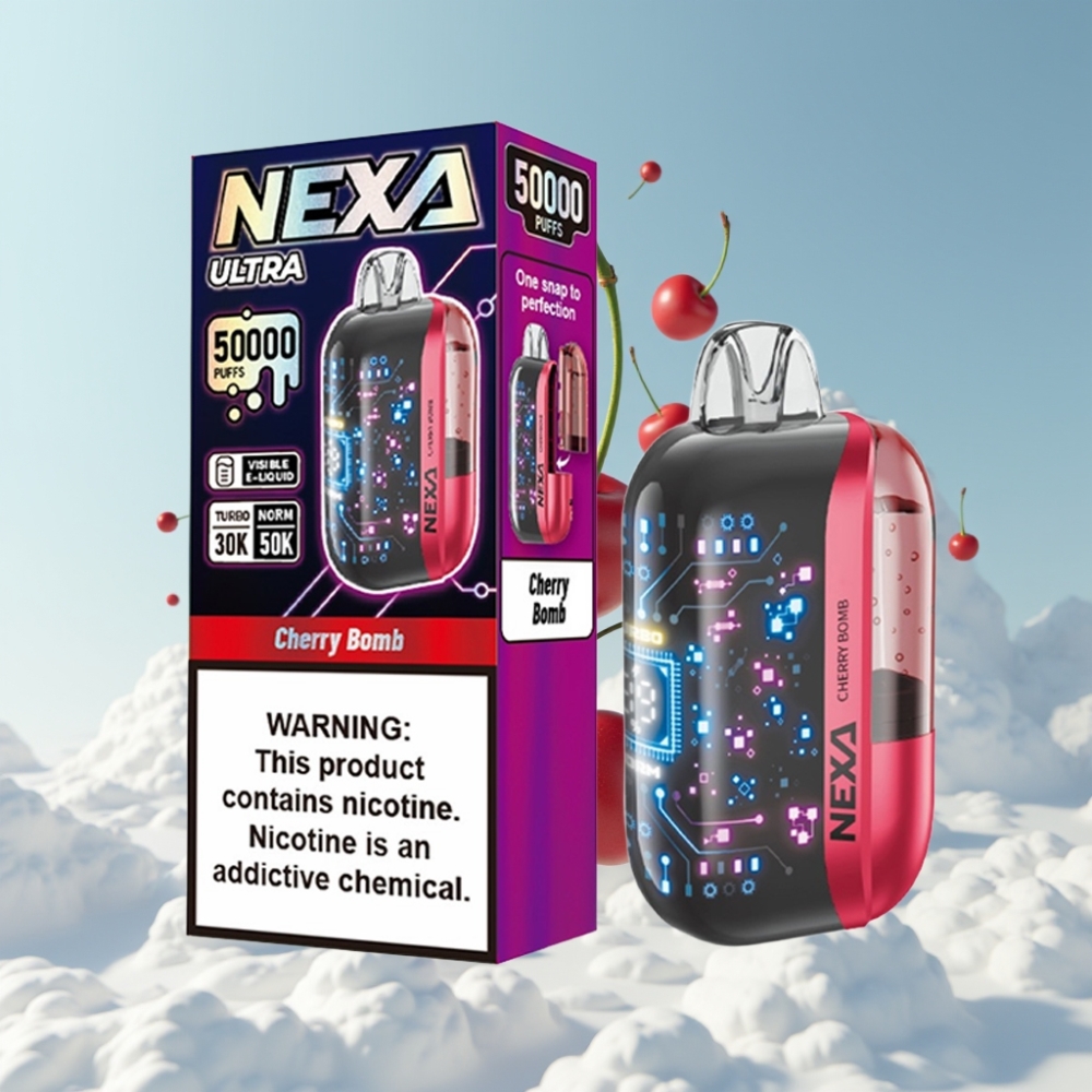 NEXA Ultra 50K Einweg-Vape 20ml Cherry Bomp 5% 0.9ohm Dual Mesh Typ-C