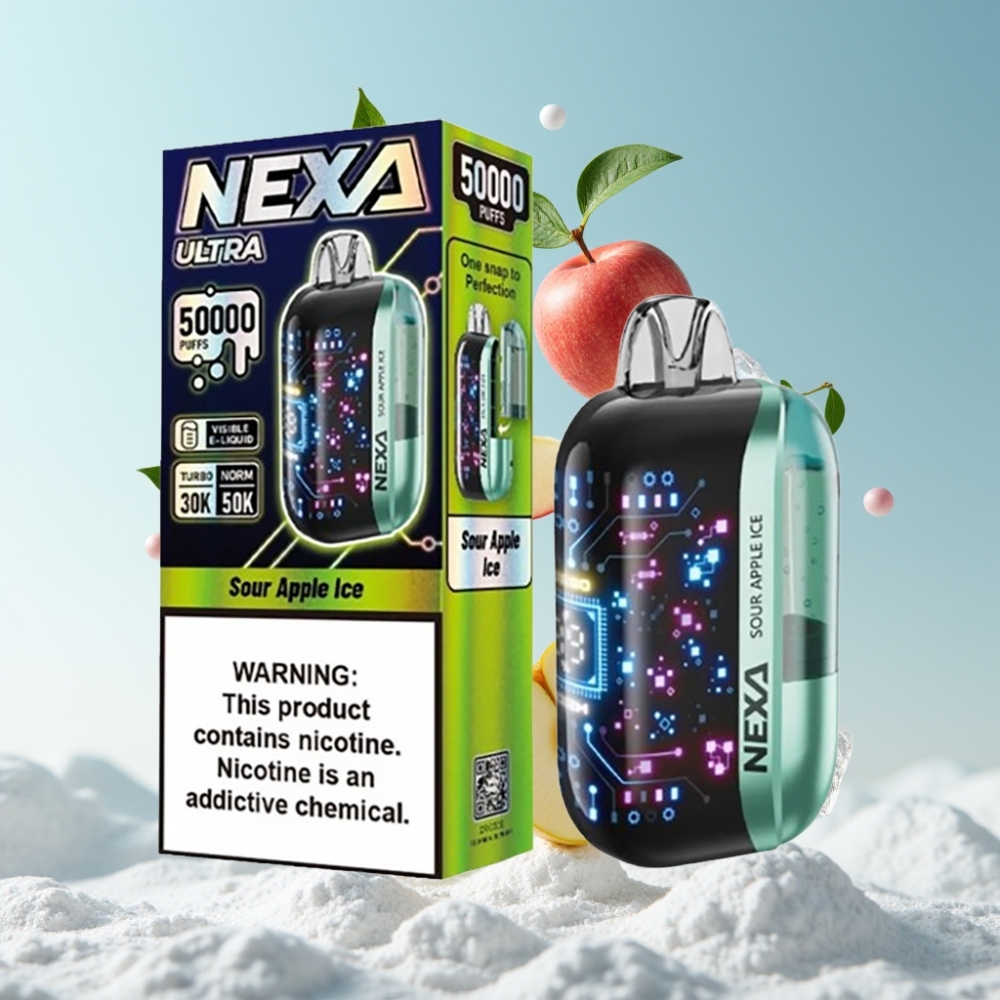 NEXA Ultra 50K Einweg-Vape 50000 Puffs 20ml 5% Sour Apple Ice 0.9ohm Dual Mesh